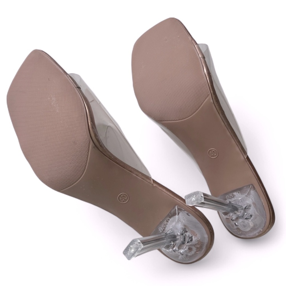 Clear Slide Heeled Sandals w Rose Gold Soles, Formal HOCO, Women’s Sz 8.5 - Picture 7 of 7